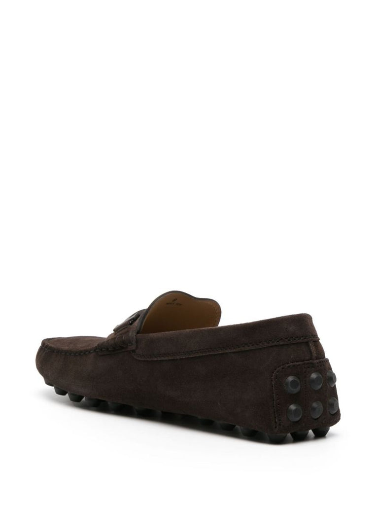 Brown Gommino Double-t Suede Loafers
