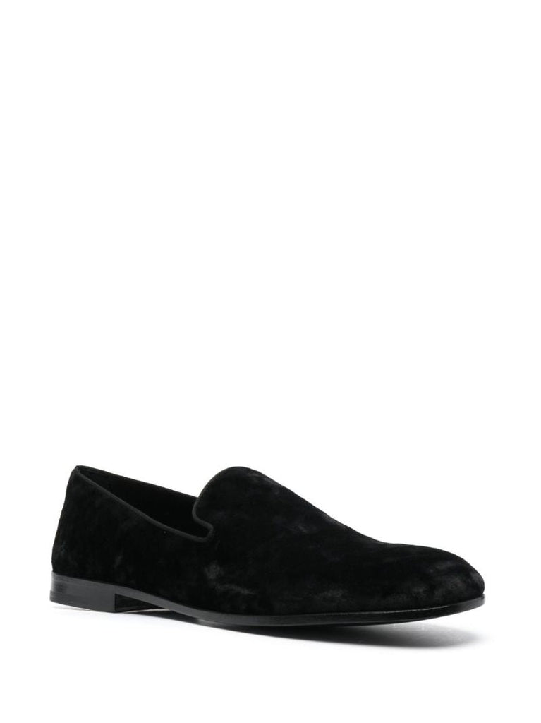 Black Flat Velvet Loafers