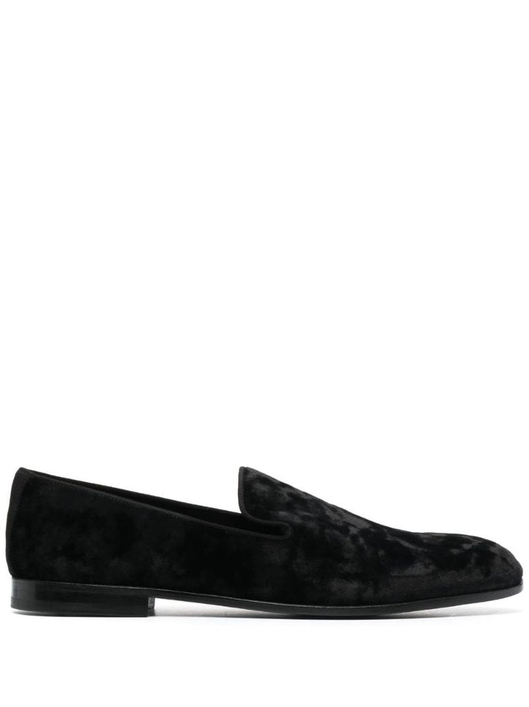 Black Flat Velvet Loafers