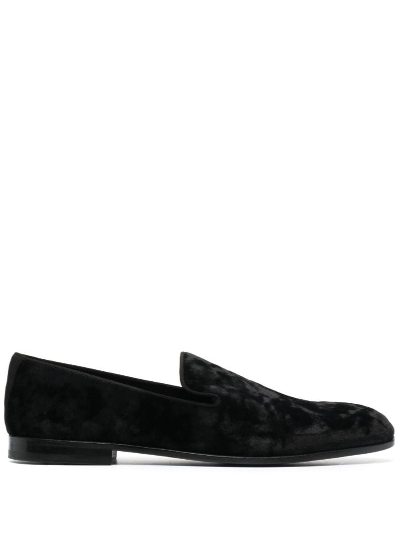Black Flat Velvet Loafers