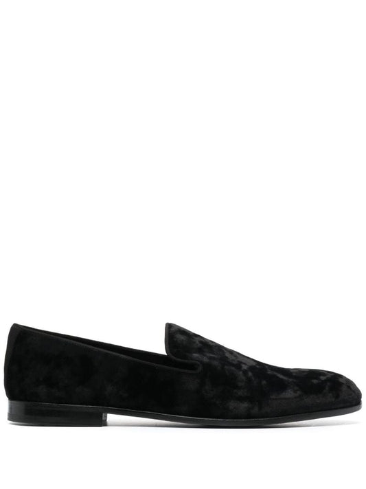 Black Flat Velvet Loafers