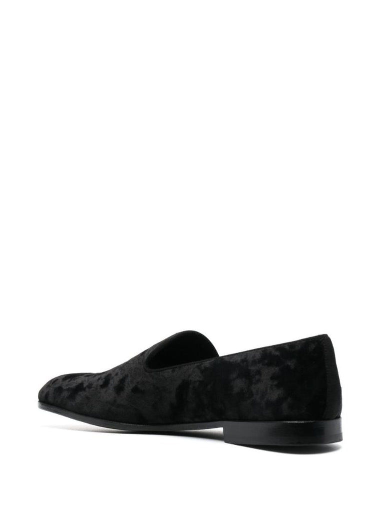 Black Flat Velvet Loafers