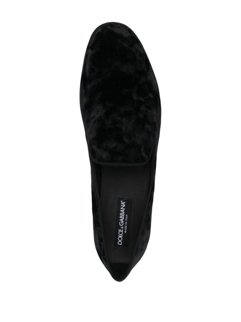 Black Flat Velvet Loafers