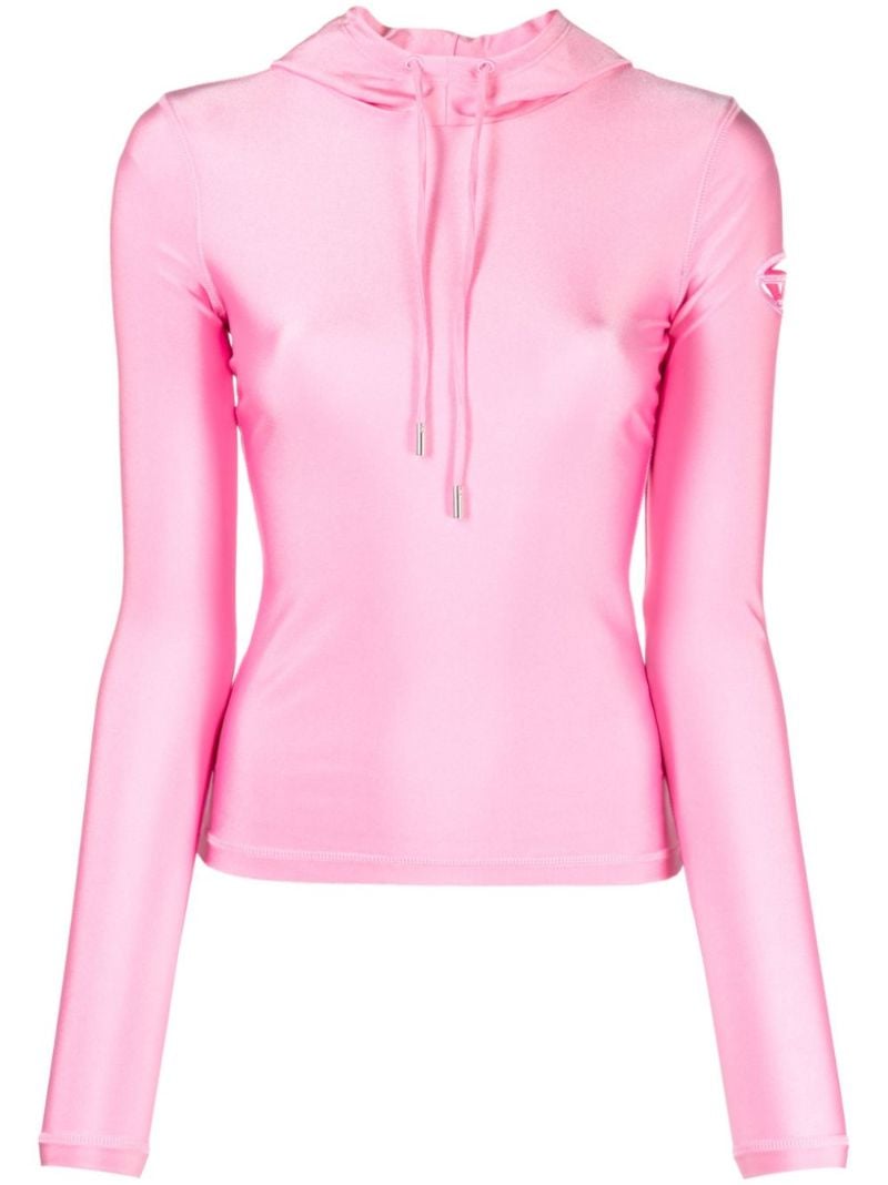 Pink T-metal Cut-out Logo Hoodie