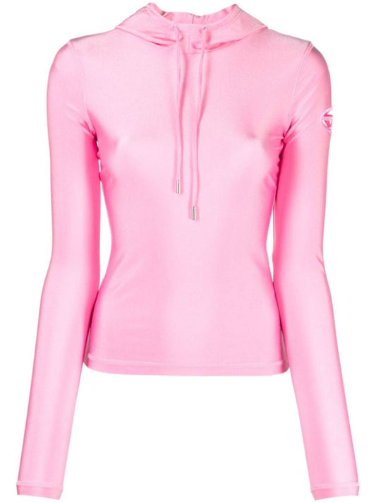 Pink T-metal Cut-out Logo Hoodie