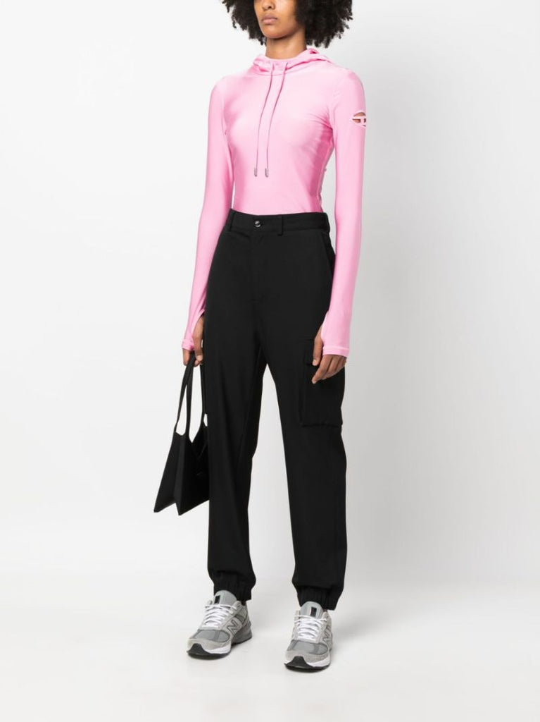 Pink T-metal Cut-out Logo Hoodie
