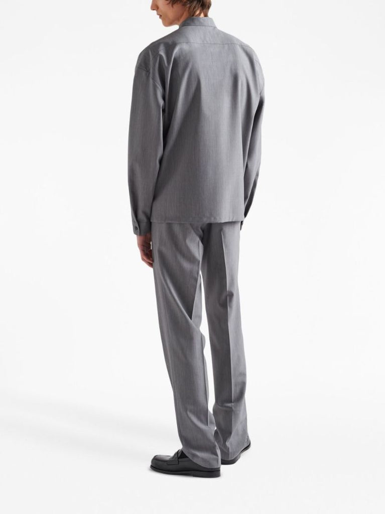 Grey Zip Up Wool Shirt