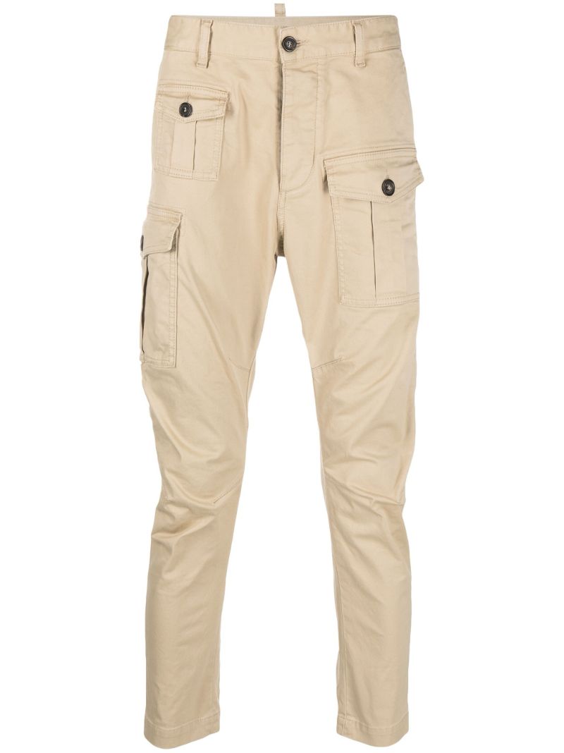 Neutral Slim-cut Cargo Trousers