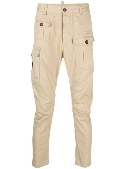 Neutral Slim-cut Cargo Trousers
