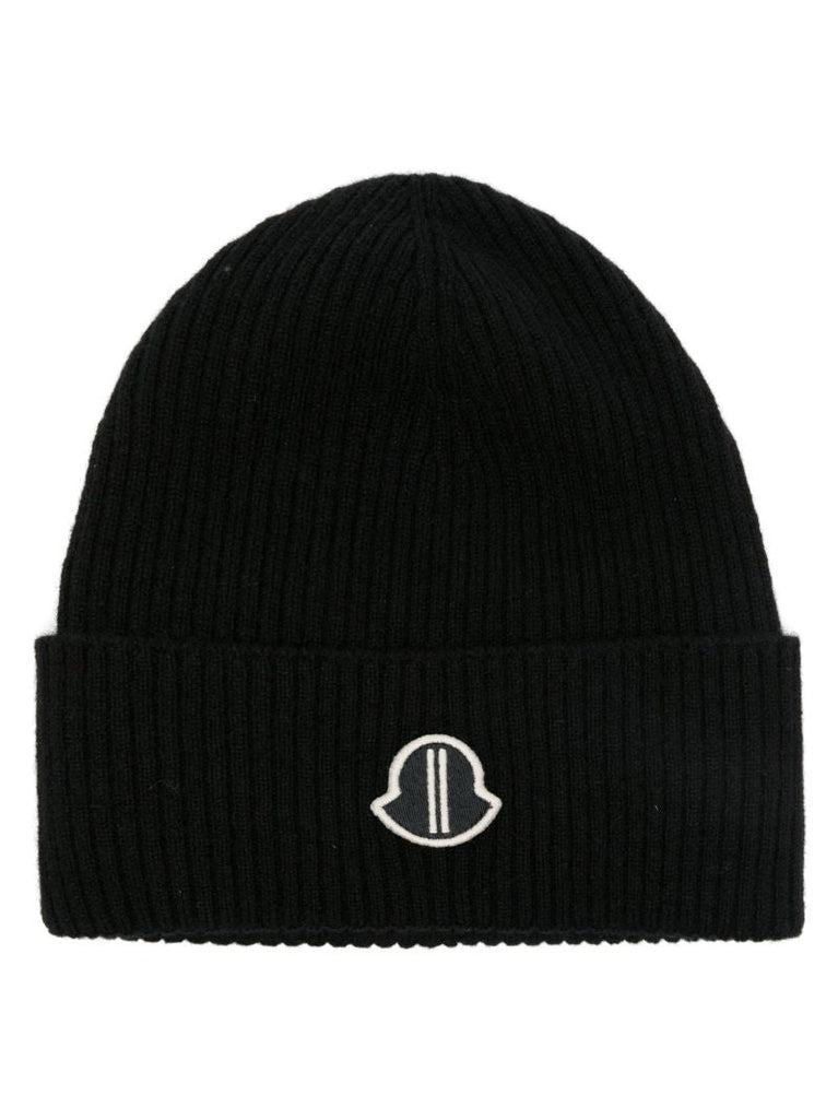 Black Logo-appliquÃ_x0083_Â© Cashmere Beanie Hat