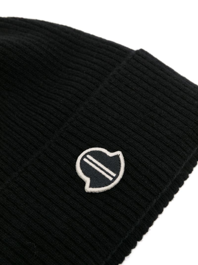 Black Logo-appliquÃ_x0083_Â© Cashmere Beanie Hat
