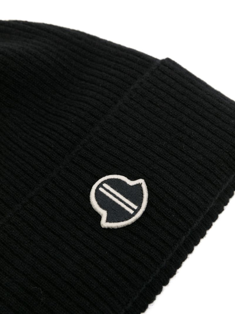 Black Logo-appliquÃ_x0083_Â© Cashmere Beanie Hat