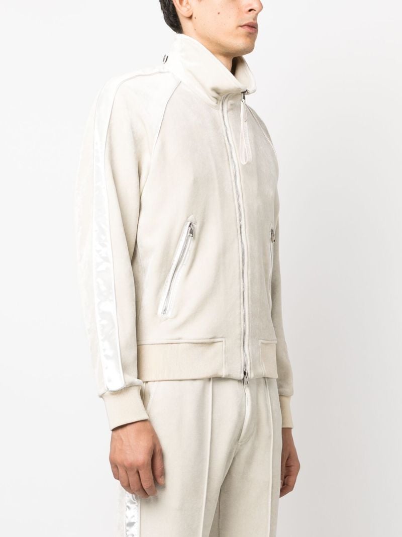 Grey Side Stripe Velour Sweatshirt