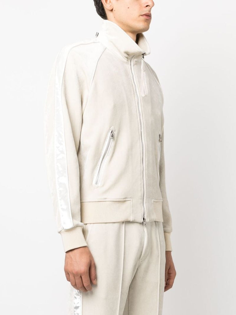 Grey Side Stripe Velour Sweatshirt