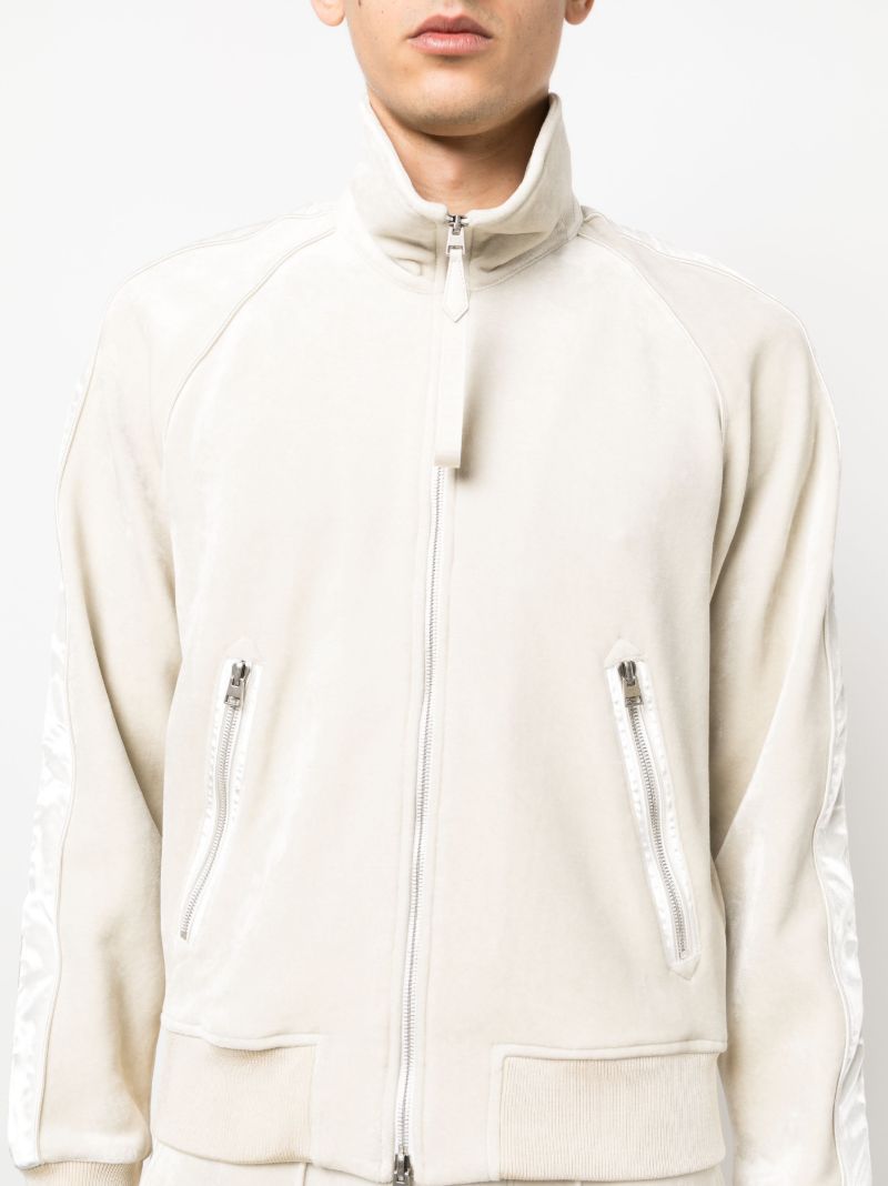 Grey Side Stripe Velour Sweatshirt