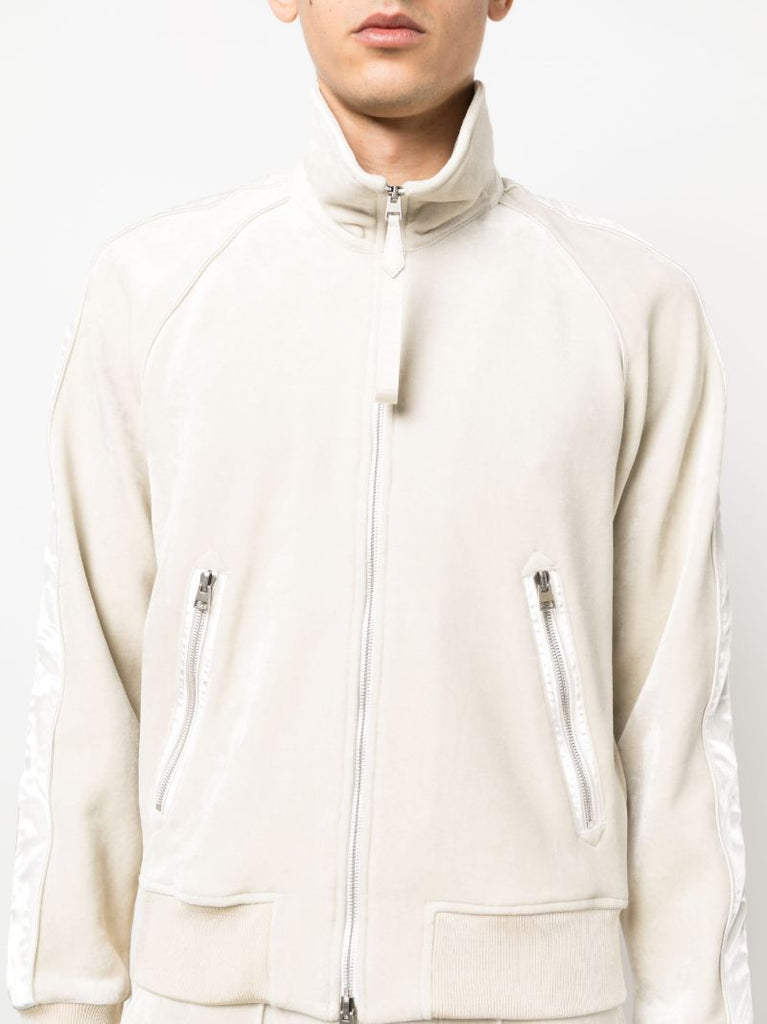 Grey Side Stripe Velour Sweatshirt