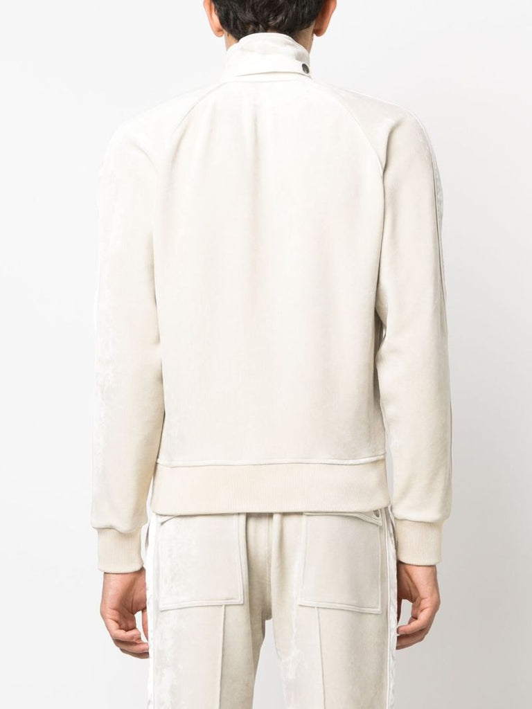 Grey Side Stripe Velour Sweatshirt