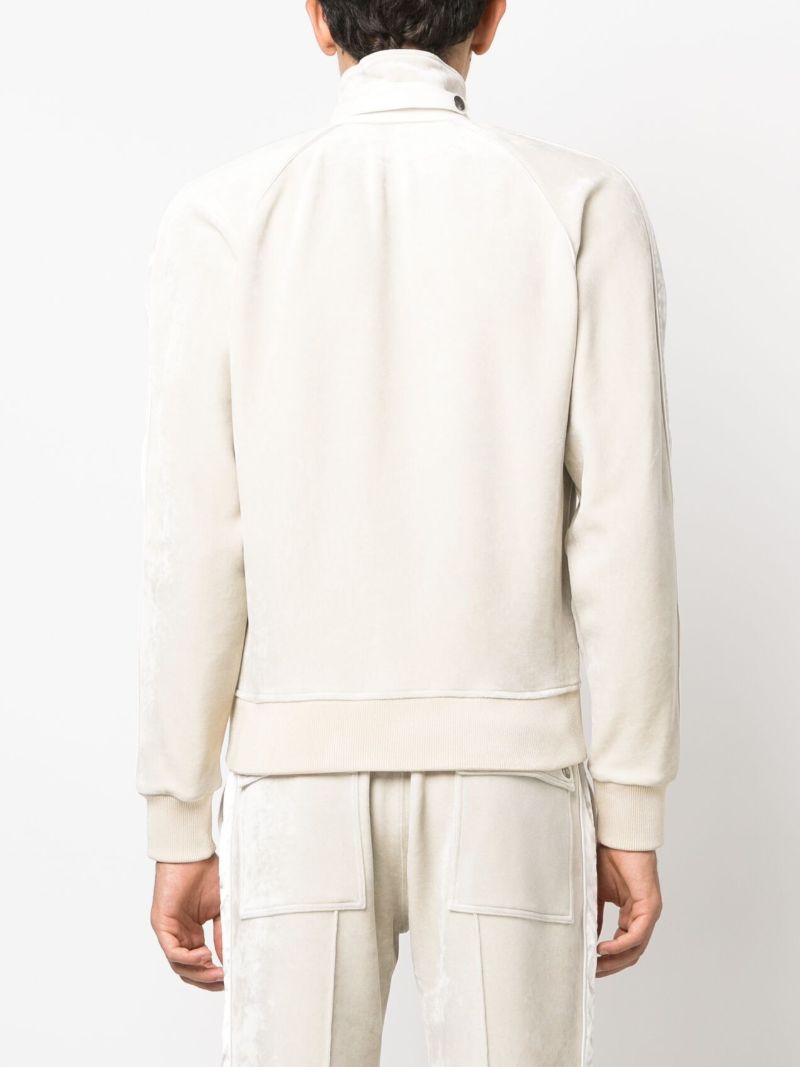 Grey Side Stripe Velour Sweatshirt