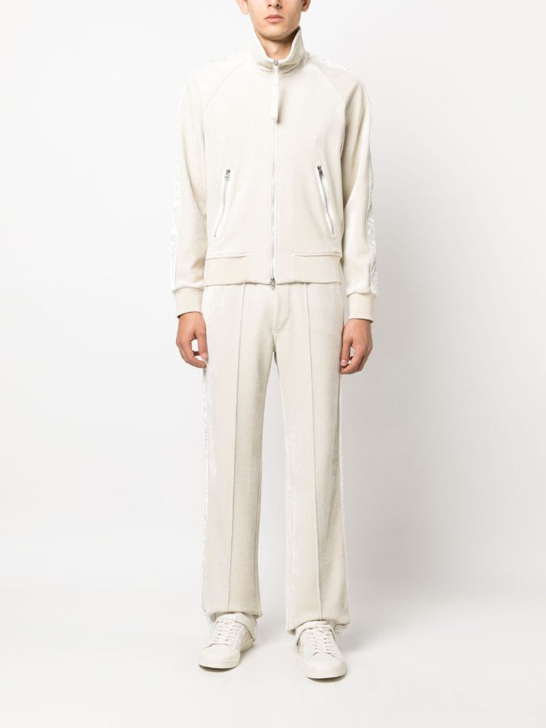 Grey Side Stripe Velour Sweatshirt