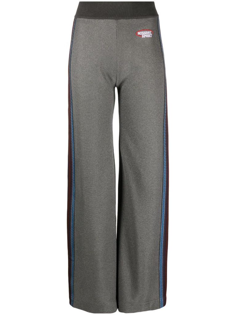 Grey Logo Embroidered Track Pants
