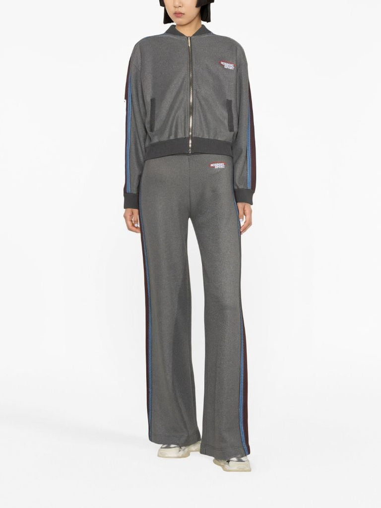 Grey Logo Embroidered Track Pants