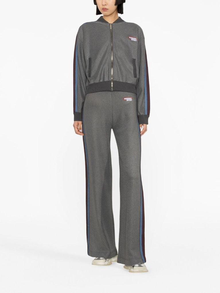 Grey Logo Embroidered Track Jacket