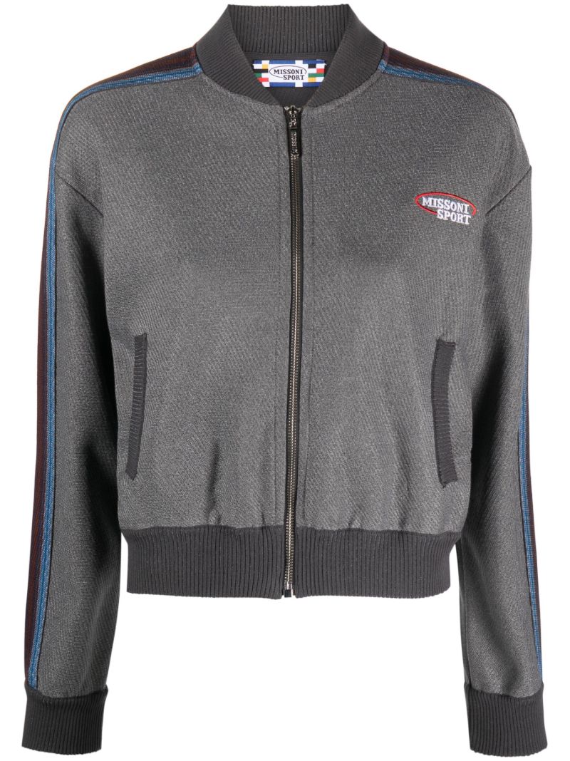 Grey Logo Embroidered Track Jacket