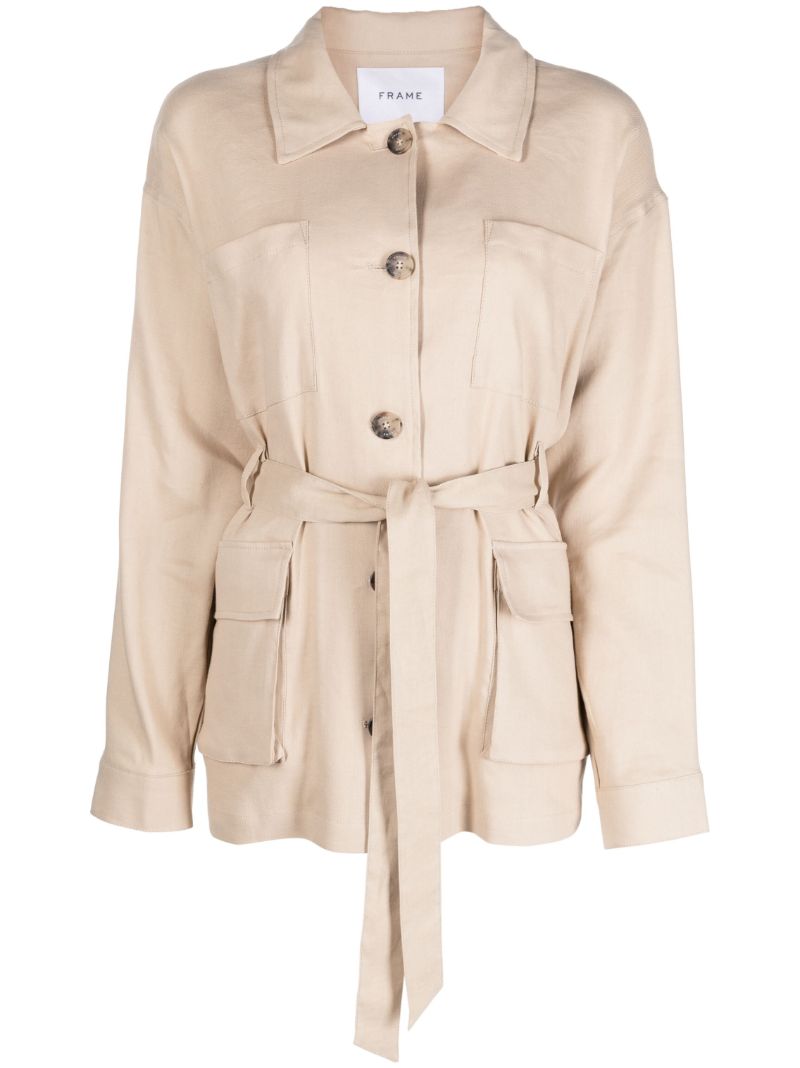 Beige Button Fastening Jacket