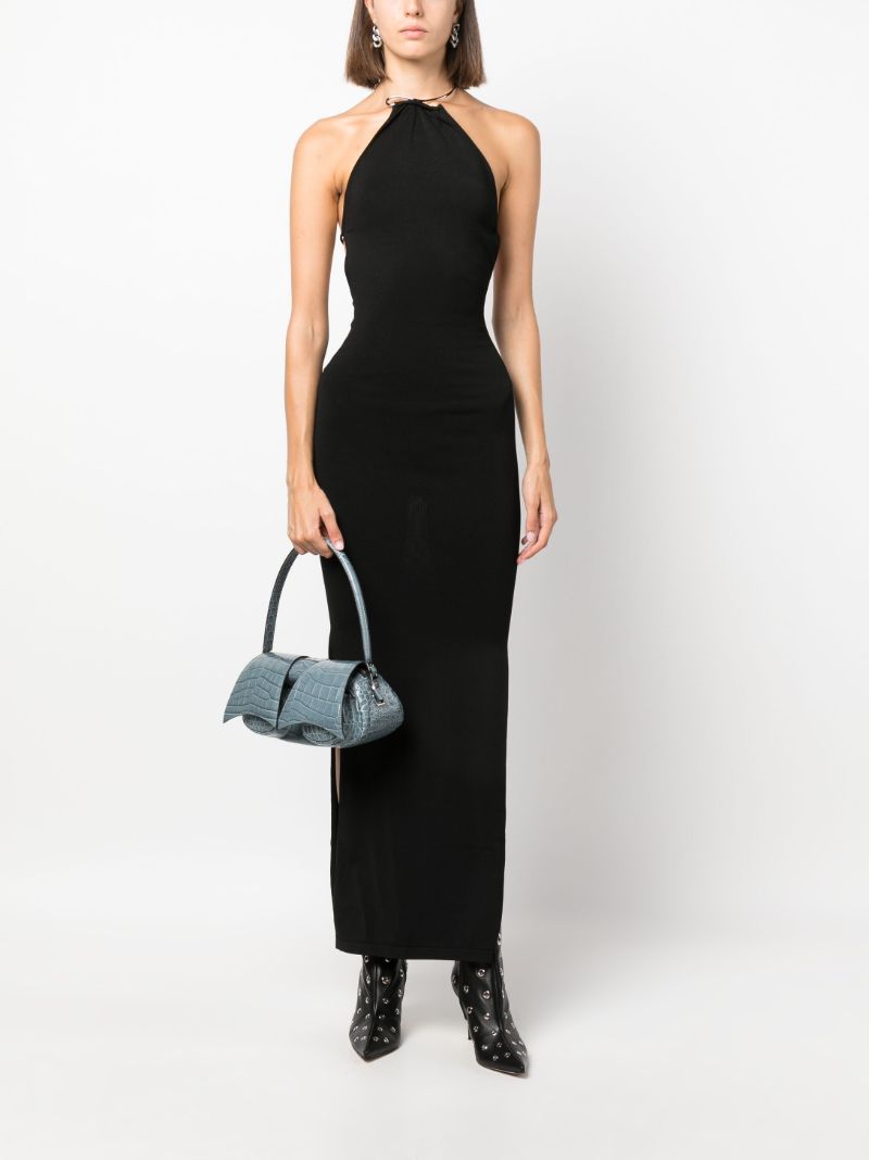 Blue Kikka Crocodile-effect Leather Shoulder Bag