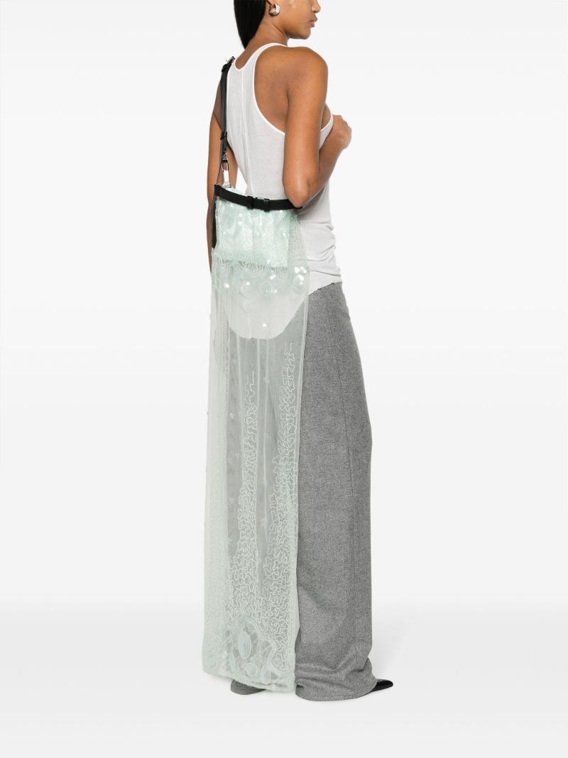 Green Agatha Sequin-embellished Tulle Shoulder Bag