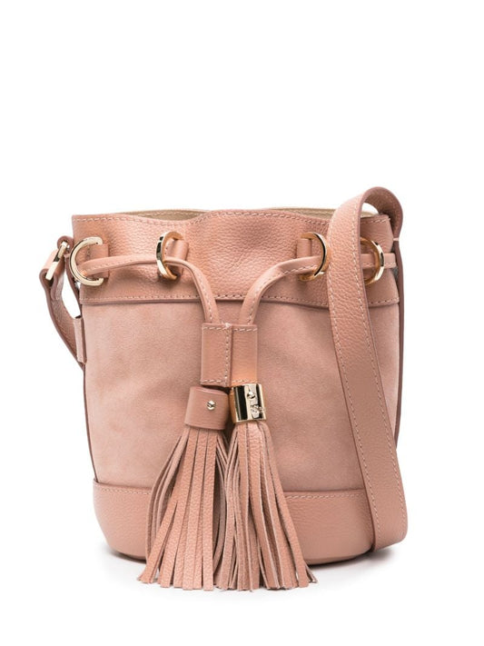 Pink Vicki Small Suede Bucket Bag