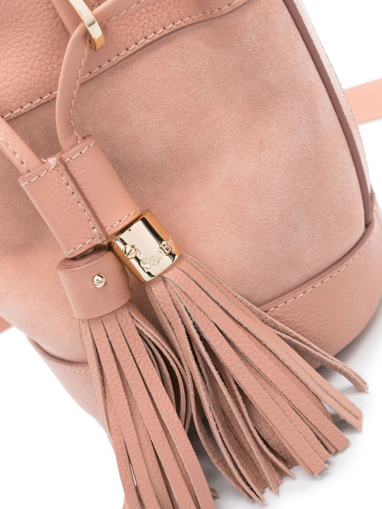 Pink Vicki Small Suede Bucket Bag