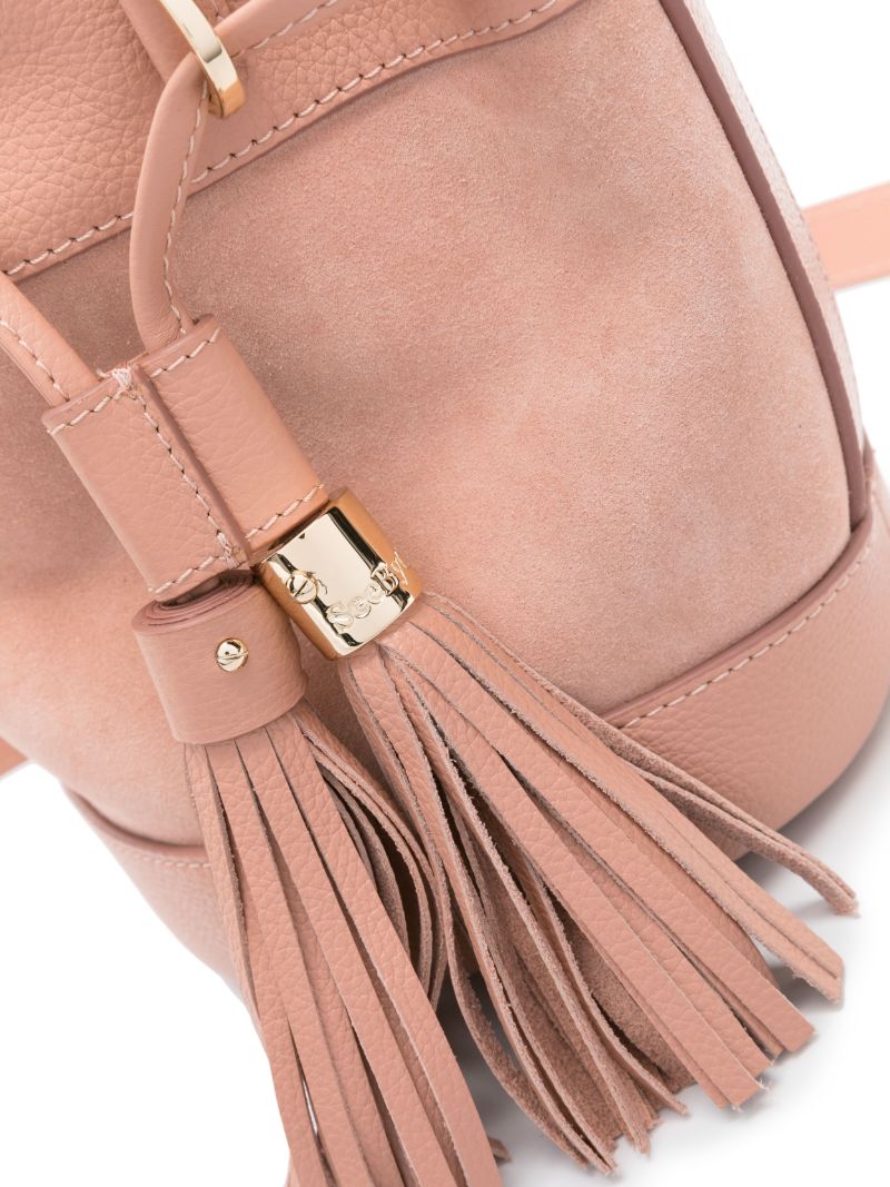 Pink Vicki Small Suede Bucket Bag