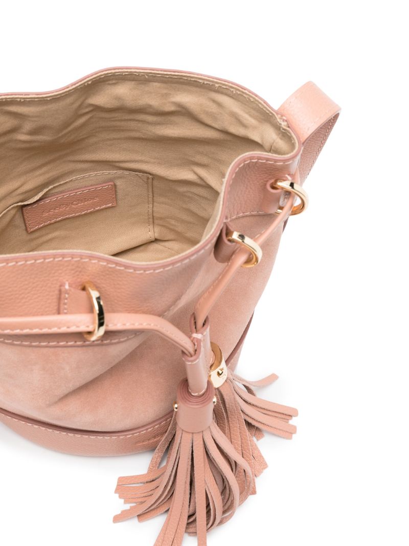 Pink Vicki Small Suede Bucket Bag