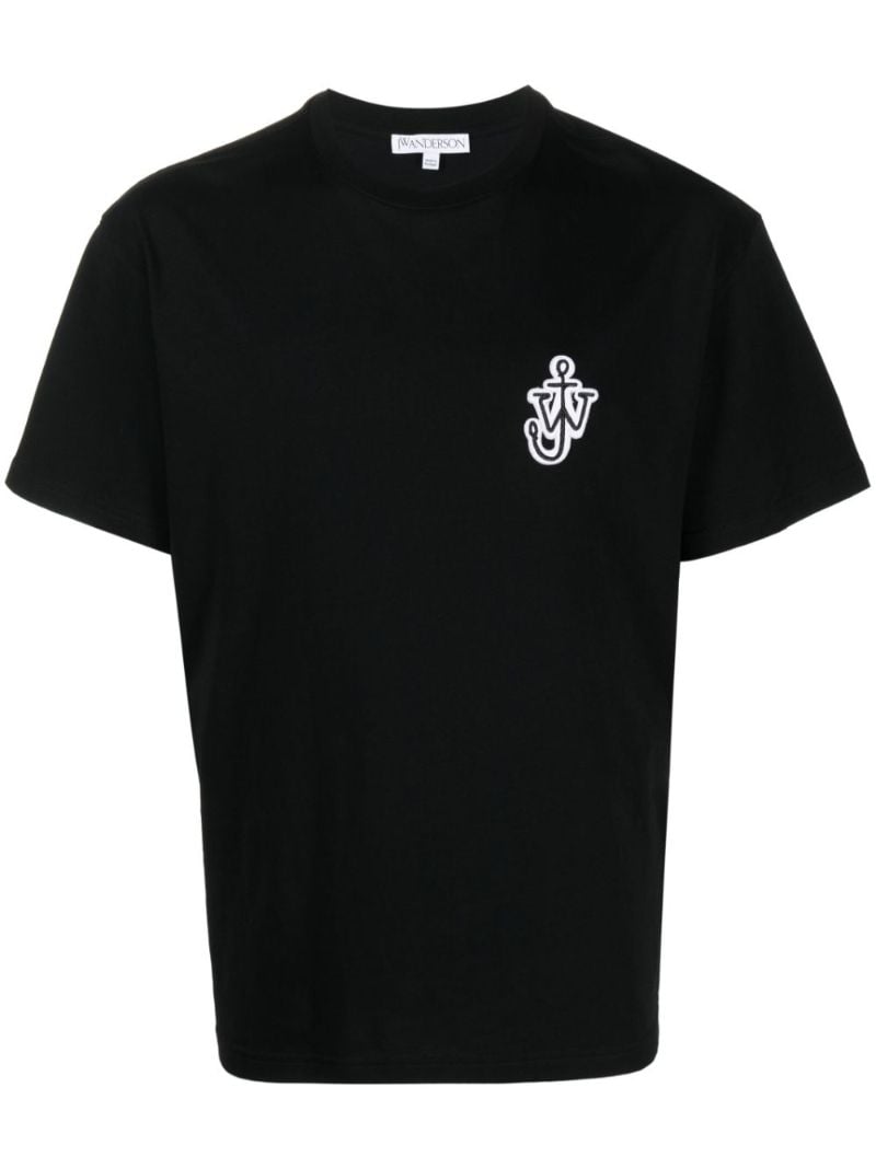 Black Logo-embroidered Cotton T-shirt