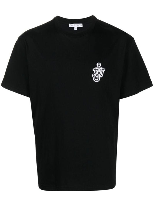 Black Logo-embroidered Cotton T-shirt