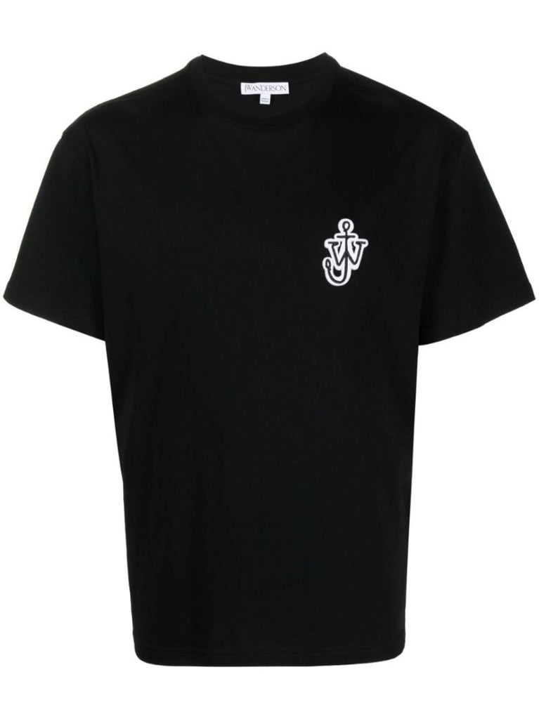Black Logo-embroidered Cotton T-shirt