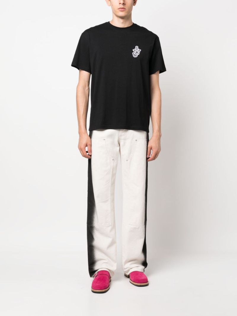 Black Logo-embroidered Cotton T-shirt