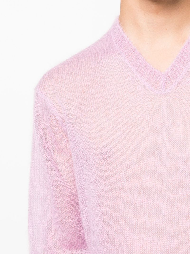 Pink V-neck Semi-sheer Sweater