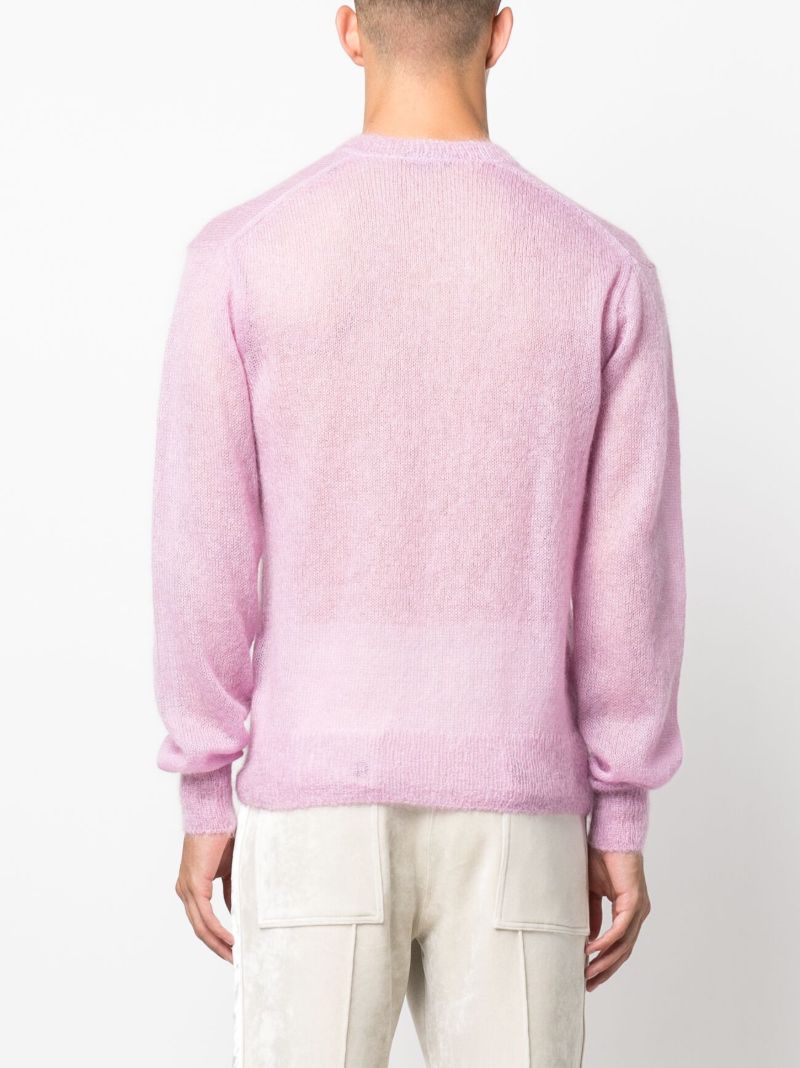 Pink V-neck Semi-sheer Sweater