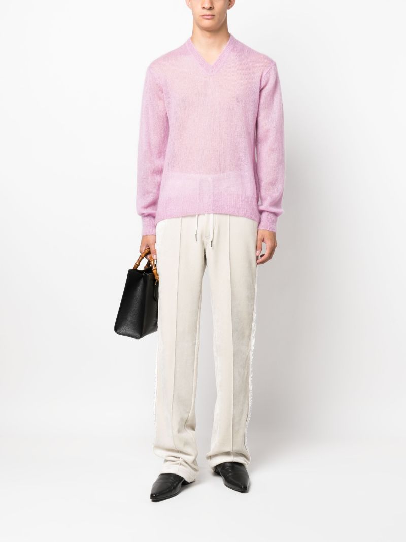 Pink V-neck Semi-sheer Sweater