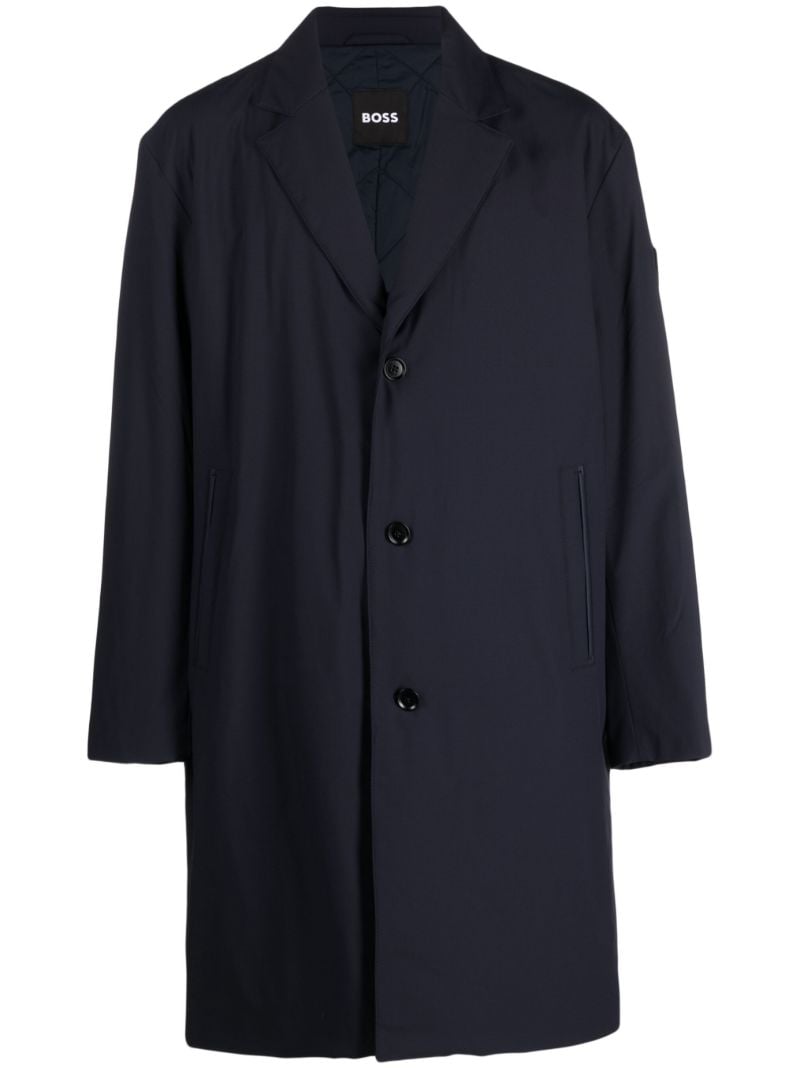 Blue Single-breasted Ripstop Peacoat
