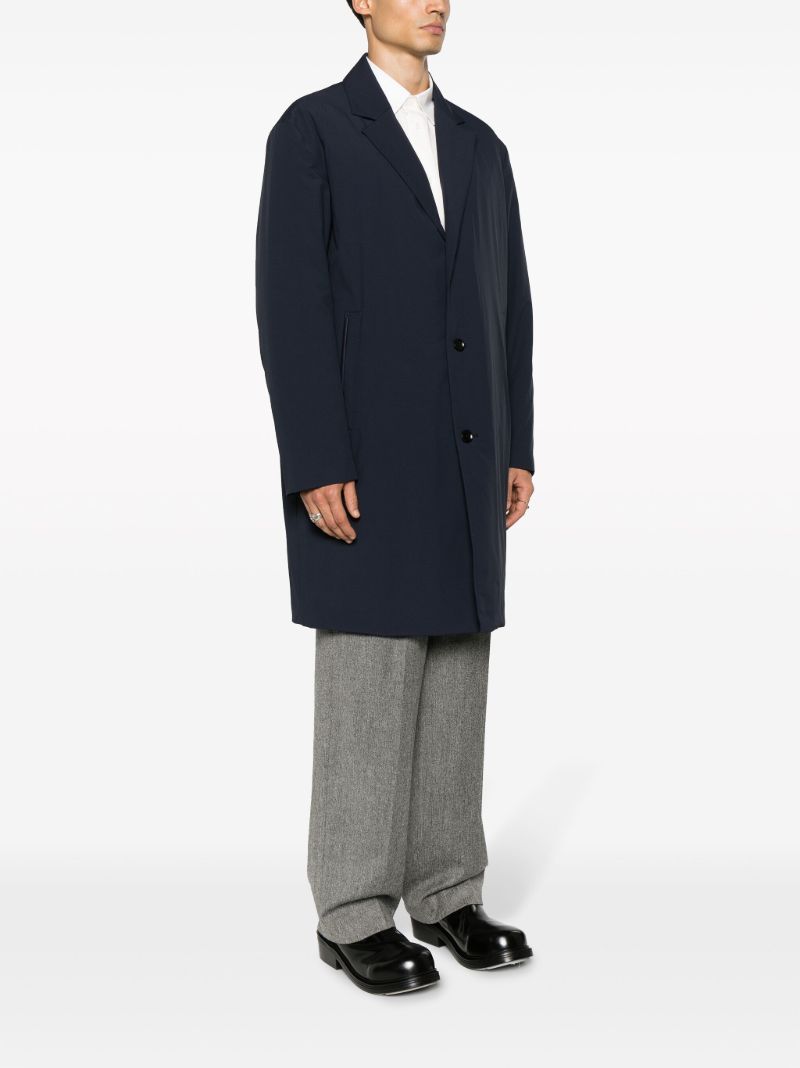 Blue Single-breasted Ripstop Peacoat