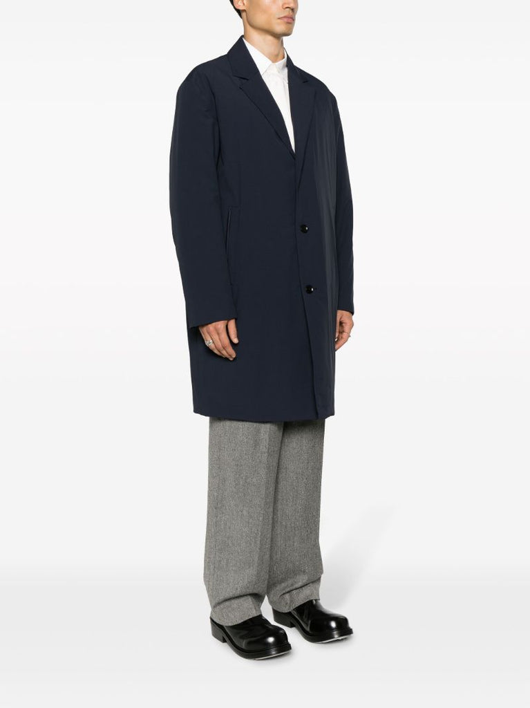 Blue Single-breasted Ripstop Peacoat