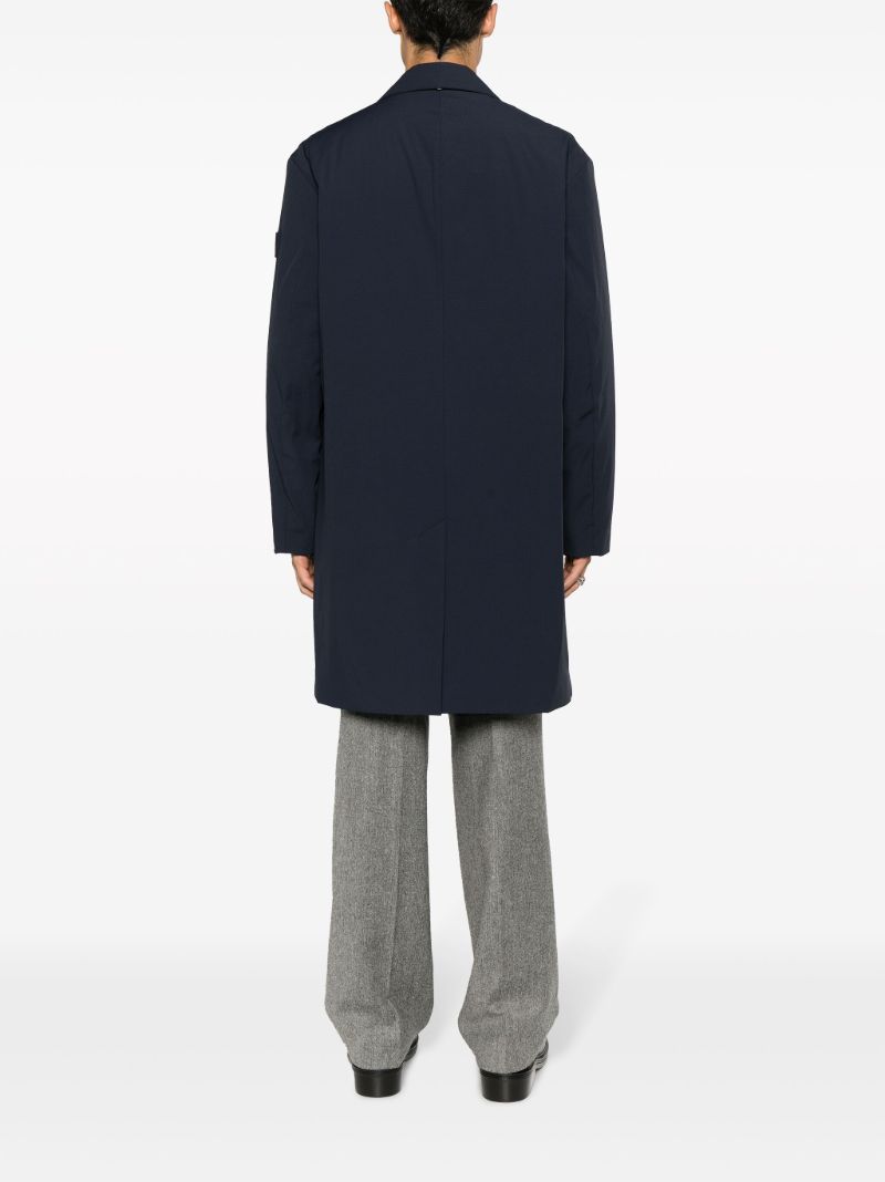 Blue Single-breasted Ripstop Peacoat