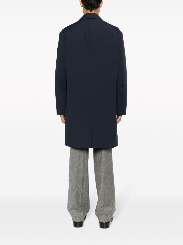 Blue Single-breasted Ripstop Peacoat
