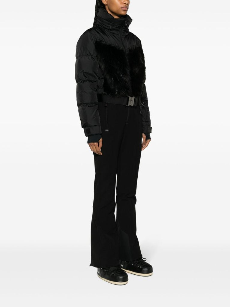 Black Faux-fur Trimmed Padded Ski Jumpsuit