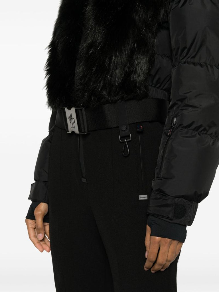 Black Faux-fur Trimmed Padded Ski Jumpsuit