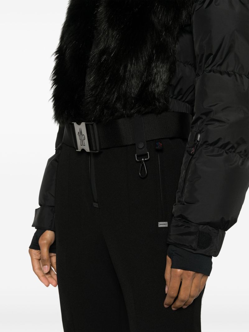 Black Faux-fur Trimmed Padded Ski Jumpsuit