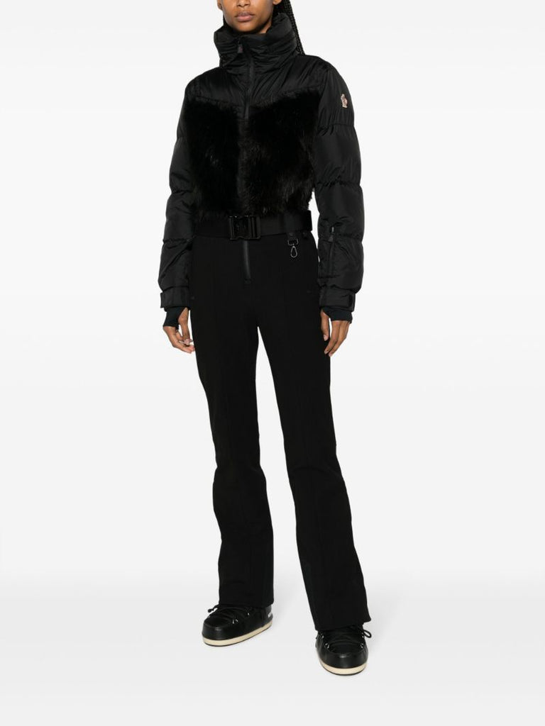 Black Faux-fur Trimmed Padded Ski Jumpsuit